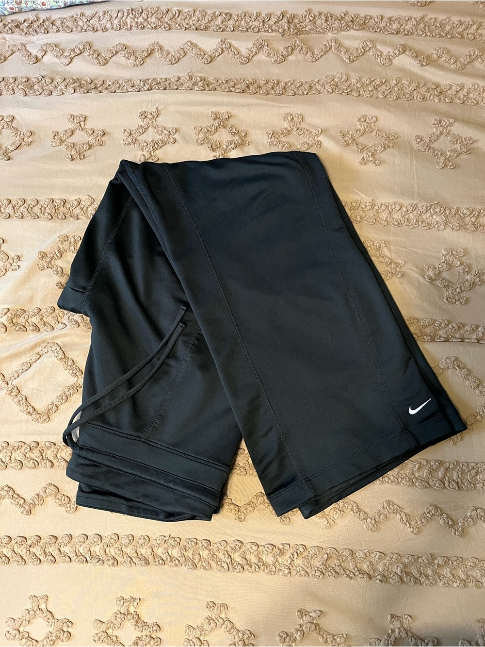 Nike Black Athletic Performance Pants with White Swoosh